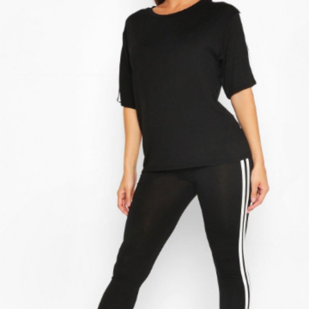 NWT!  boohoo Short Sleeve Side Stripe Lounge Set